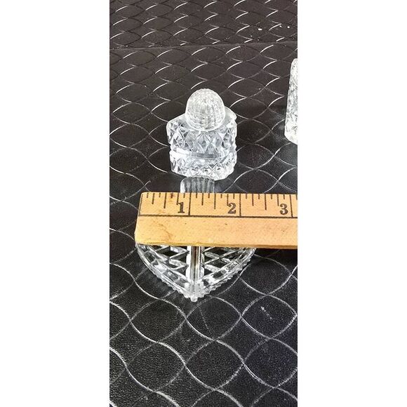 Cut Crystal Heart Salt and Pepper Shakers-Rare - Picture 11 of 11